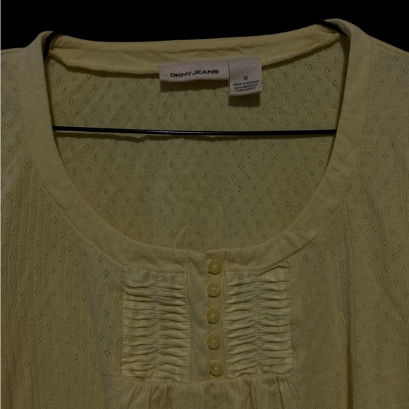 DKNY Jeans Women's Pale Yellow Blouse Size M - Picture 3 of 4